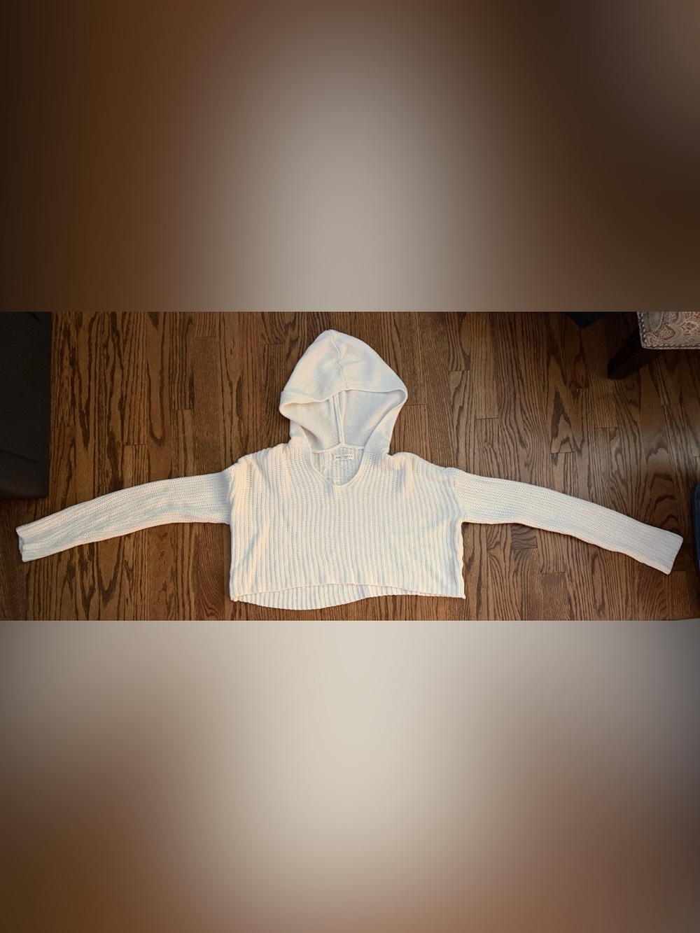 Aeropostale Ivory Cropped Hooded Sweater